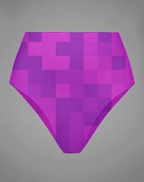 Women High Waist Swim Bottom in Grid