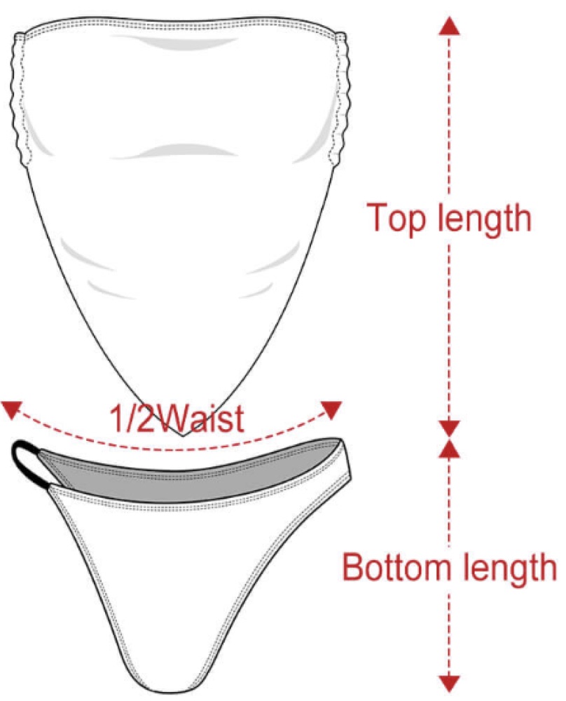Where to measure: Women Bandeau Swim Suit Set