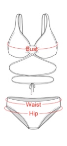 Where to measure: Bikini Wrap